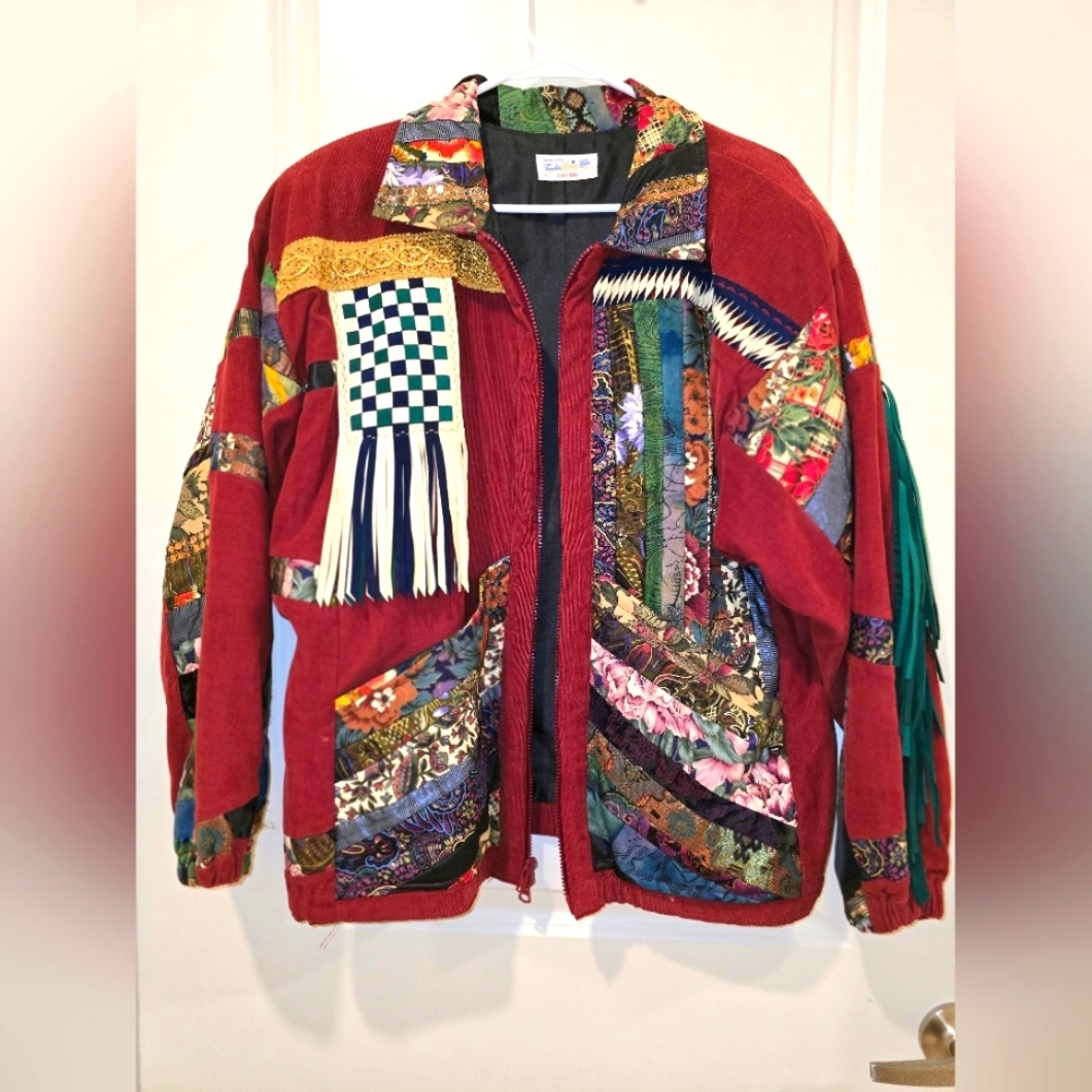 Vintage Mixed Media Jacket, Womens vintage jacket, Patchwork, Textiles